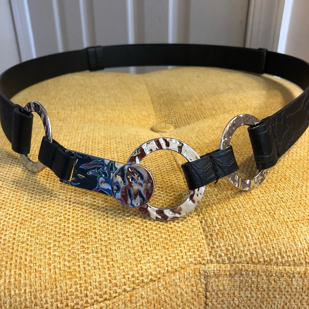 Chicos Black silver tone buckle belt